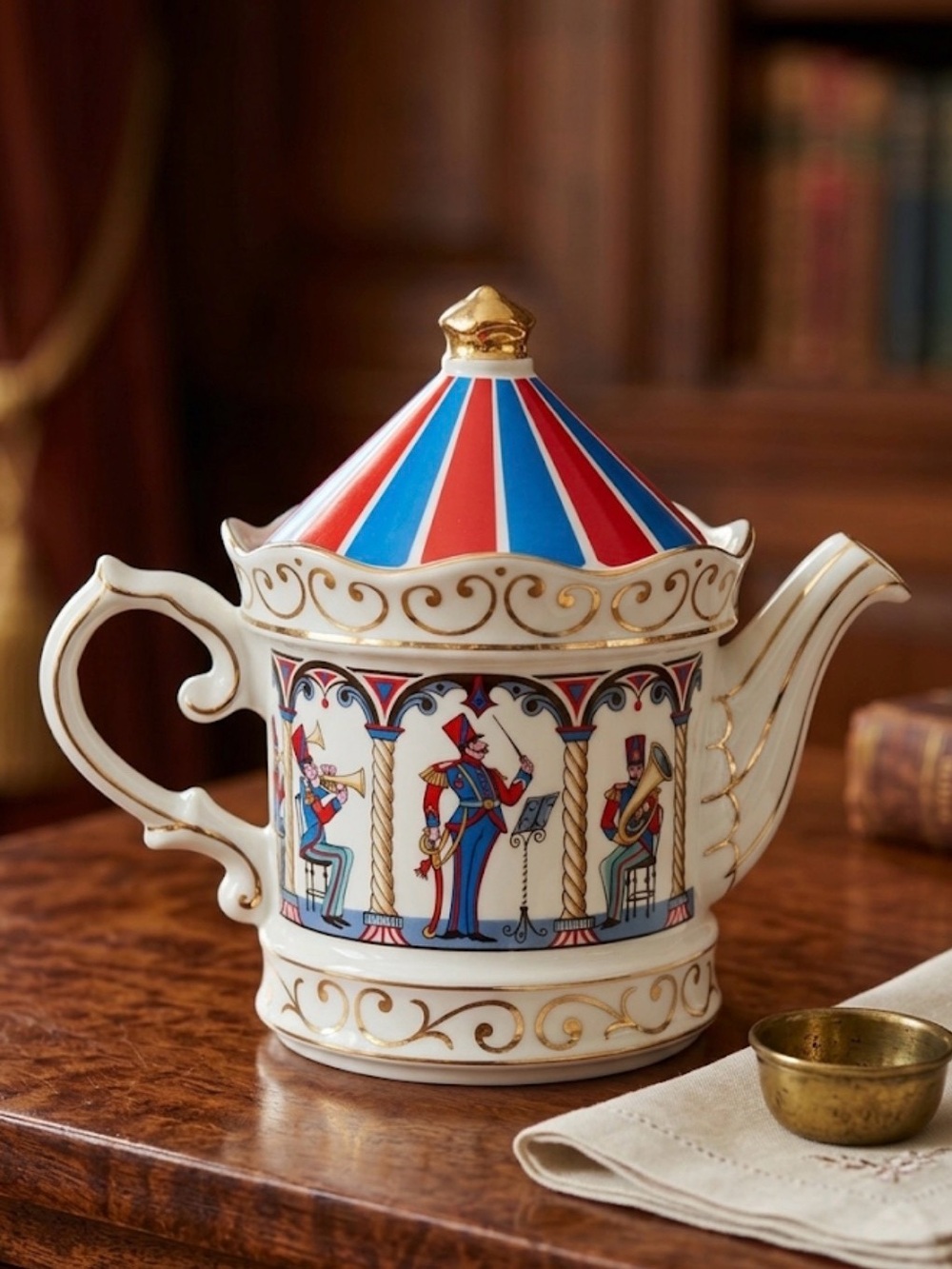 Sadler England Teapot Edwardian Entertainments Band Stand Carousel Vintage